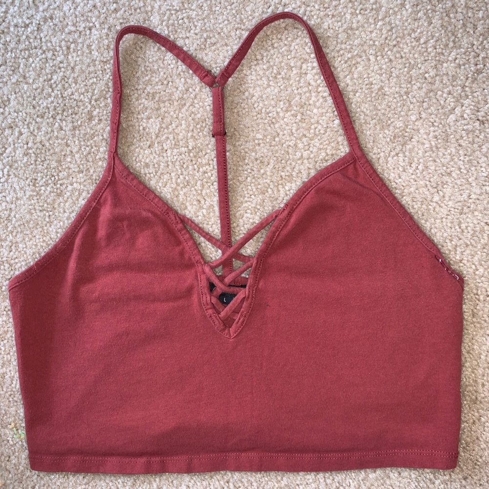 brick red tank top